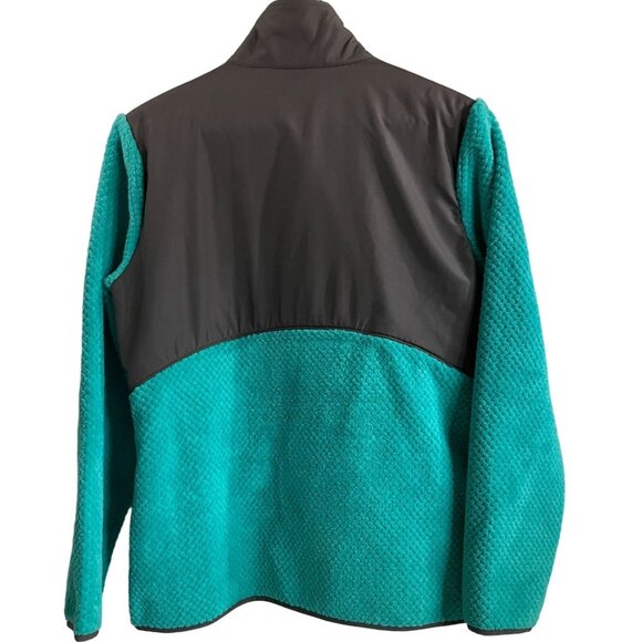 Fila Sport Womens Fleece Jacket L Turquoise & Gray Polyester Faux Fur Coat Zip - Picture 4 of 9